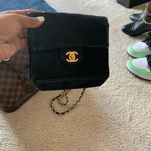 Chanel Authentic suede cross body chain bag